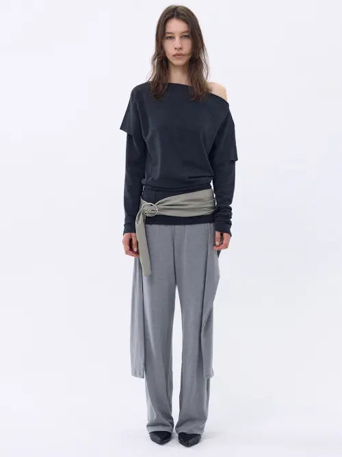 [CERRIC] Tie Waist Pants _ Gray