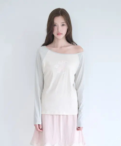 [NOT YOUR ROSE] Lily one shoulder long sleeve (Pink) / 릴리 원 숄더 롱 슬리브 (그레이)