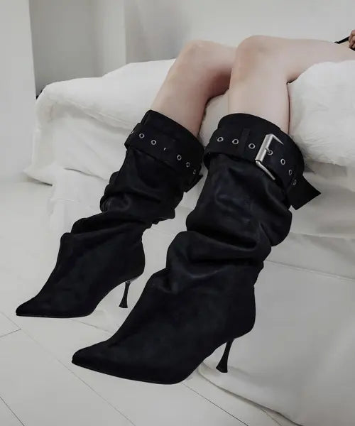 [IHCNIK] 305 buckle slouchy boots\u2028 / black