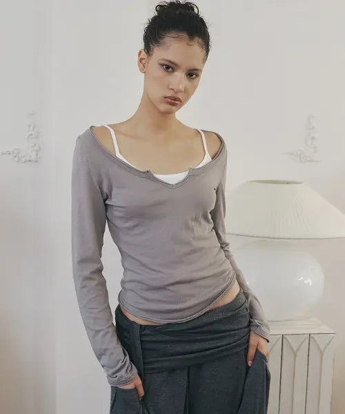 [PLEASENOFOLLOW] Sabine Basic Long Sleeve Top (Vintage Grey)