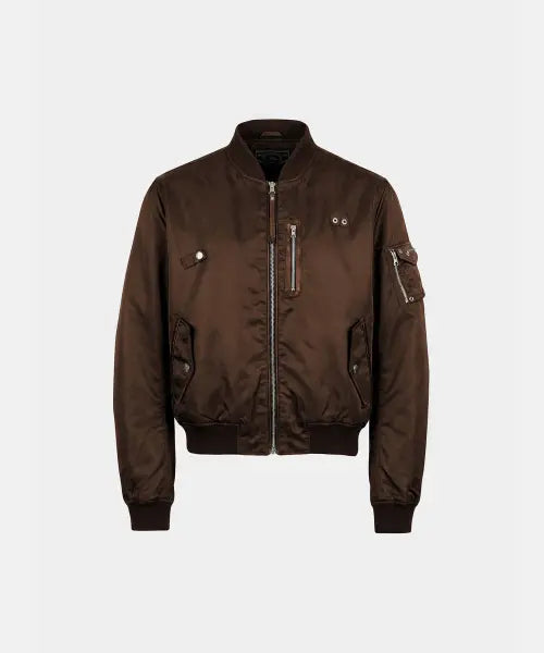 [BADBLOOD] Satin Nylon MA-1 Jacket - Brown