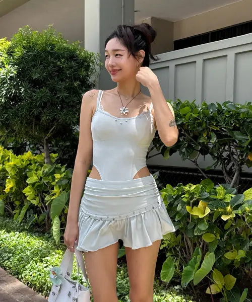 [DRYROSE] STUD LINE BODYSUIT (MINT) / 스터드 라인 바디수트 (민트)