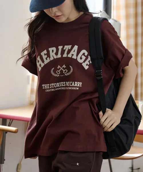 [BUBBLPIECE] Heritage Logo T-Shirt_Brown / 헤리티지 로고 티셔츠_브라운