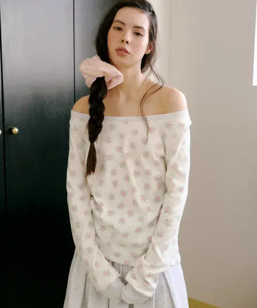 [FUNFROMFUN] Bouquet Boatneck Tee, White