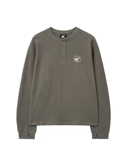 [PHYPS MOTORCYCLE] Waffle Henry Neck Long Sleeve Charcoal