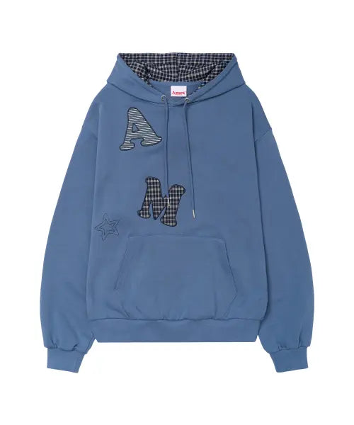 [AMES-WORLDWIDE] BIG PATCH APPLIQUE HOODIE BLUE