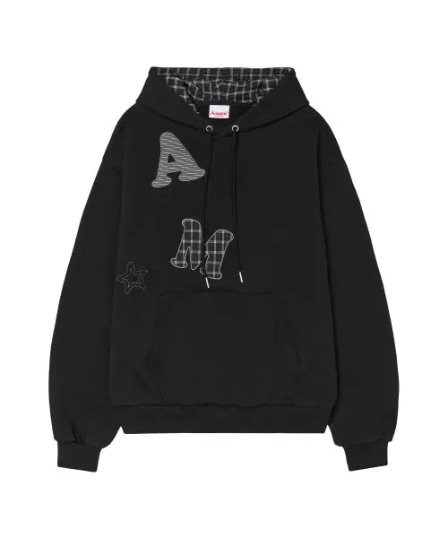[AMES-WORLDWIDE] BIG PATCH APPLIQUE HOODIE BLACK
