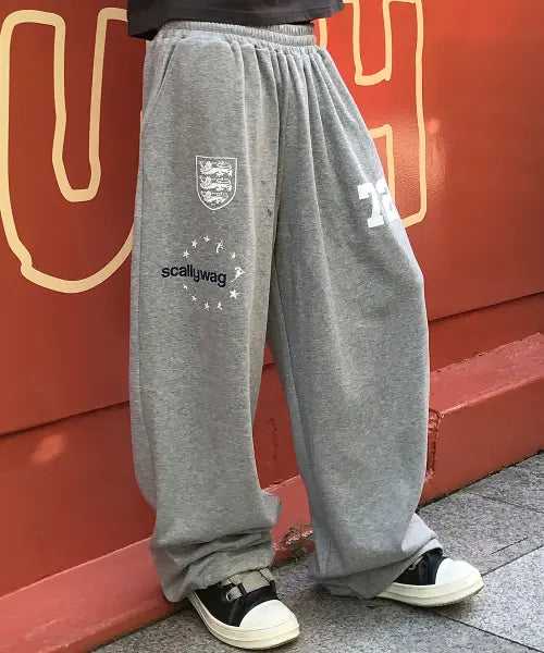 [SCALLYWAG] Crest Wide Sweatpants [Gray] / 크레스트 와이드 스웨트 팬츠[그레이]