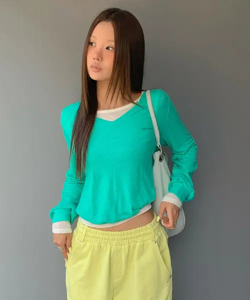 [CRANK] SOFT V-NECK KNIT_GREEN / 소프트 브이넥 니트_그린