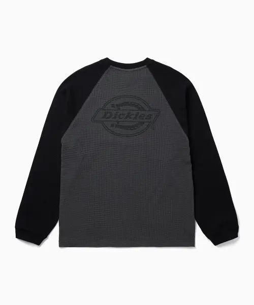 [DICKIES] Monogram Waffle Raglan Long Sleeve Charcoal / 백 모노 로고 와플 래글런 롱슬리브 Charcoal