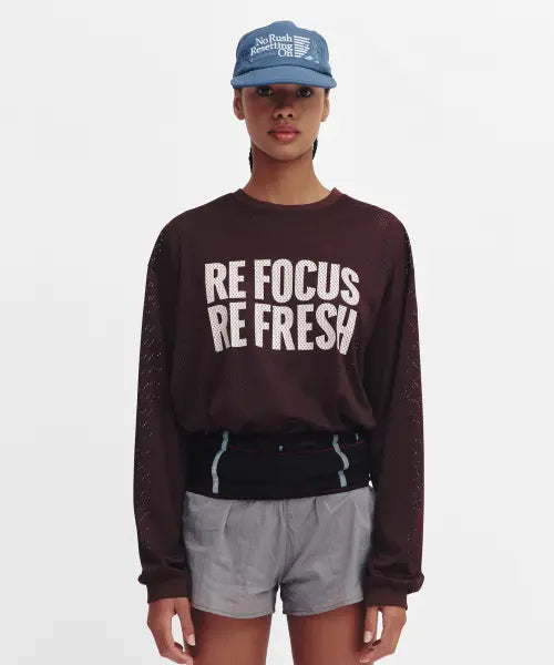 [MENASOO] Refocus Mesh Round Neck T Shirt_Brown