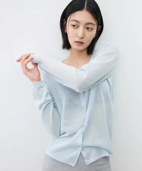 [SUARE WOMEN] WOMAN Light Sheer Linen Cardigan - Ash Blue / (우먼)라이트 시어 린넨 가디건 애쉬 블루