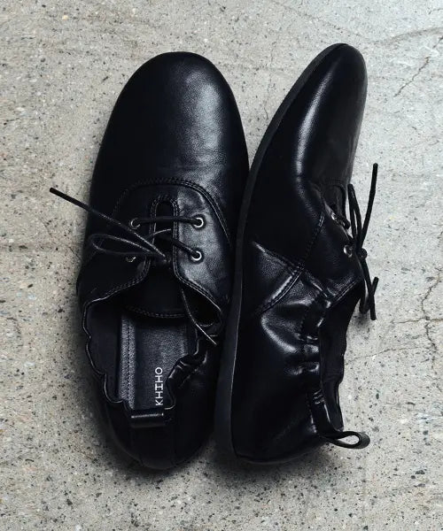 [KHIHO] Ribbon Shirring Oxford Loafers Black / 리브 셔링 옥스포드 로퍼 블랙
