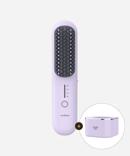 [VODANA] Easy Up Hair Styler Brush + Stand Set (Powder Purple) / 이지 업 헤어 스타일러 빗 고데기  파우더퍼플 + 거치대 SET