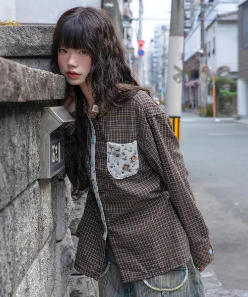 [RuNaKi'Hu'] NUIA TO Check Shirt (BROWN) / WXTS017 누이아토 체크 셔츠 (BROWN)