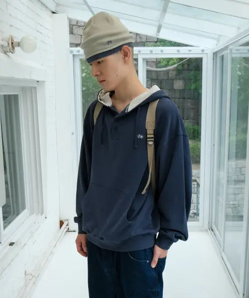 [NICEGHOSTCLUB] 3STAR HENLEY HOODIE_BLUE(NG2GFUM400A)