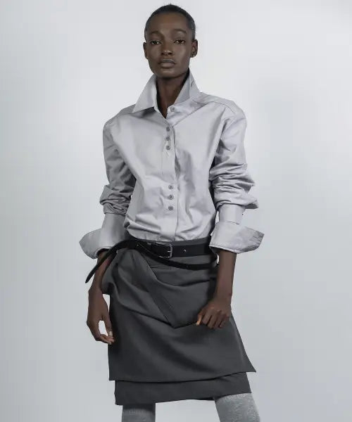 [NACHE] DOUBLE CUFFS SHIRTS MISTY GRAY