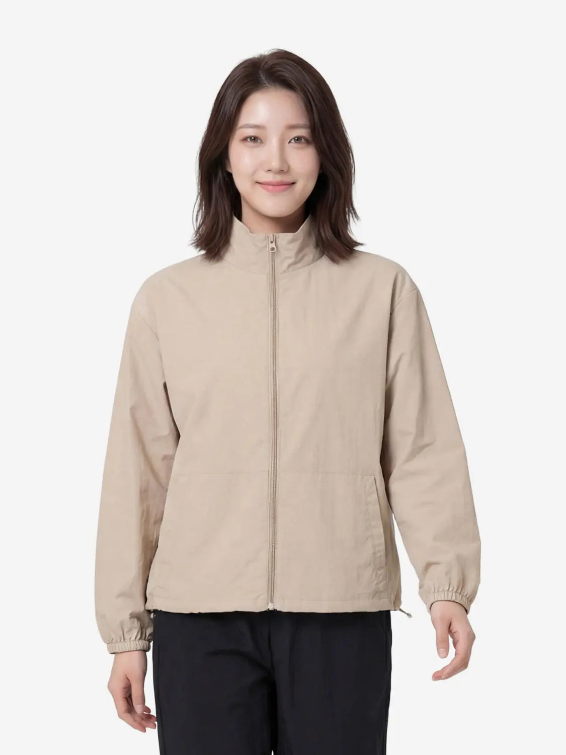 [DAISO] Nylon Zip-Up Windbreaker Jacket 2XL Beige / 나일론 집업 바람막이 2XL 베이지