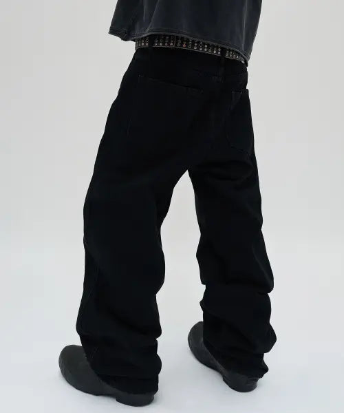 [SUADE] CURVED FLARE DENIM [BLACK]