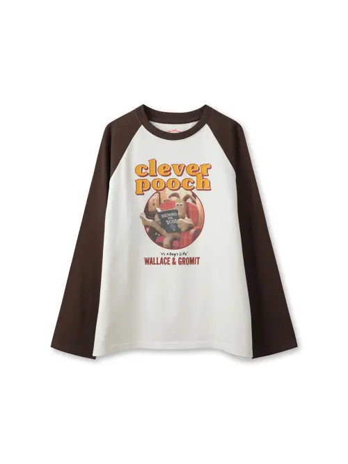 [TOPTEN] Wallace & Gromit Crewneck Long Sleeve T-Shirt / 여성 [월레스와그로밋] 크루넥 T 긴팔_MSG4TS2290