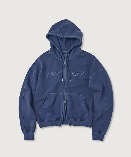 [MOOD INSIDE WOMAN] (woman) Dyeing Logo Hood Zip-Up_4Color / (woman) 다잉 로고 후드집업_4Color