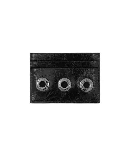 [TREEMINGBIRD] 3-Eyelet Card Wallet [ Black ]