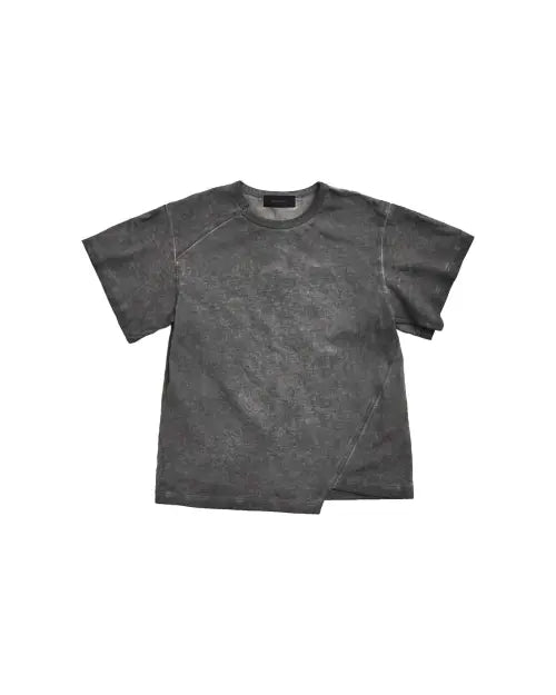 [999HUMANITY] DUST LAYERED HALF TEE (CHARCOAL) / 더스트 레이어드 하프 티셔츠 (차콜)