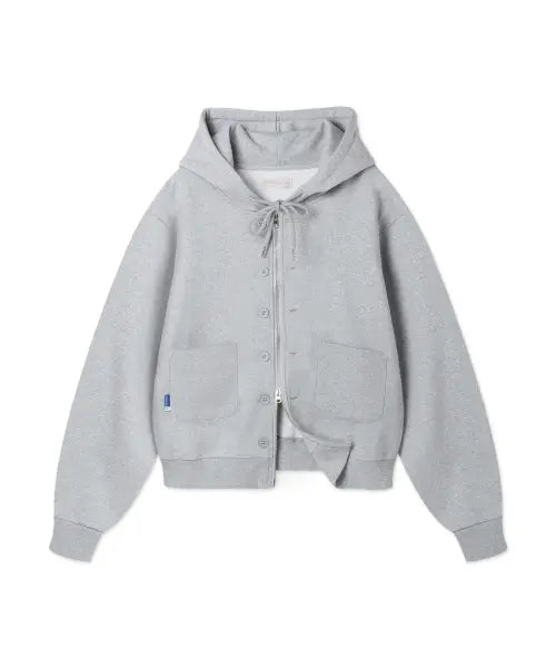 [BAKKEN] [WOMAN] Heavyweight Bonded Two-Way Button Hooded Zip-Up BK7838 (2 Colors) / [우먼] 헤비웨이트 본딩 투웨이 버튼 후드 집업 BK7838 (2COLOR)