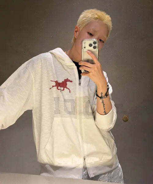 [NODI] System Error Slub Light Hood zip up ivory / 시스템 에러 슬럽 라이트 후드 집업 아이보리