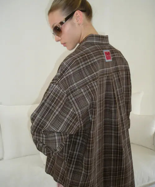[BITTERCELLS] Lian Check Shirt-Brown / 리안 체크 셔츠-브라운