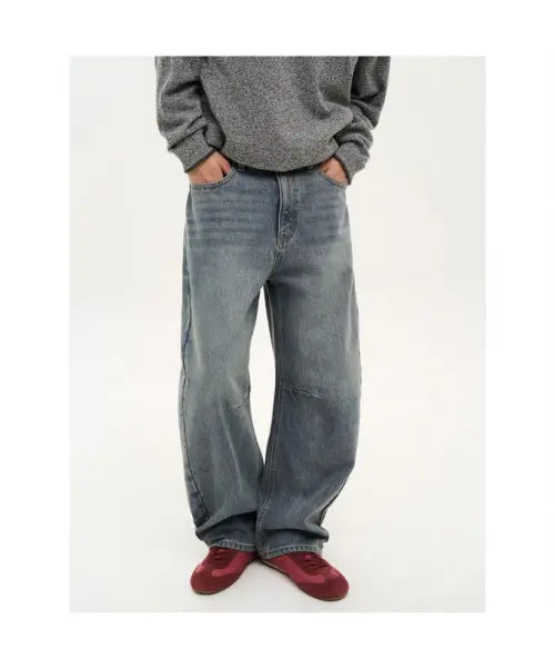 [8SECONDS] Vintage Curved Seam Denim Pants - Sky Blue / 빈티지 커브드 절개 데님 팬츠  스카이 블루