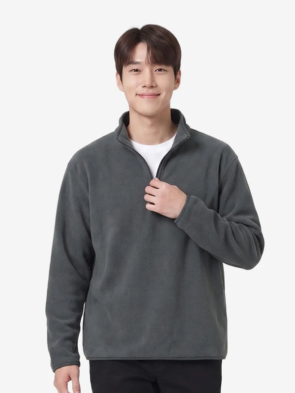 [DAISO] Half-Zip Fleece L Dark Grey / 반집업 플리스 L 다크그레이