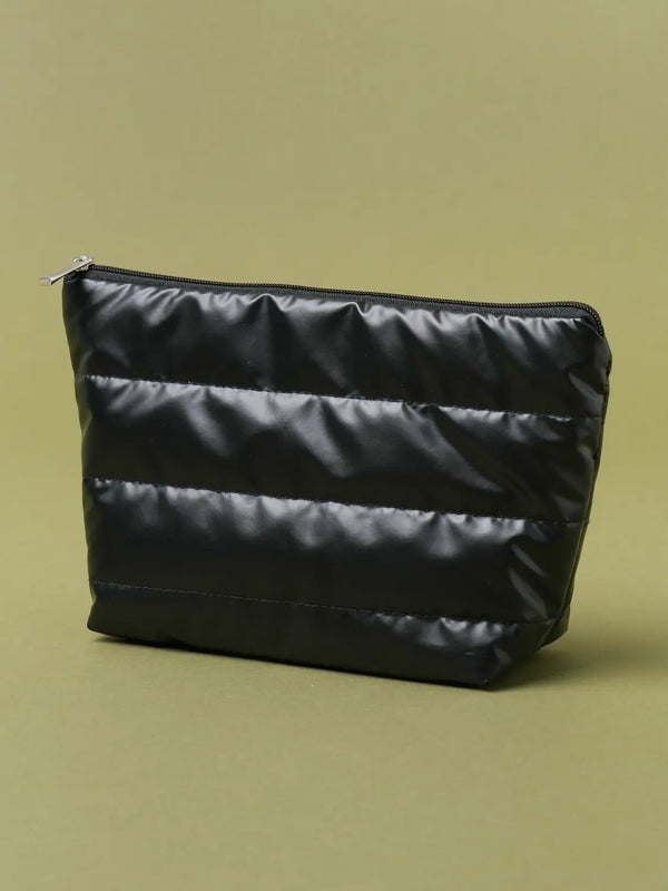 [DAISO] Padded Trapezoid Pouch - Black / 패딩 사다리꼴 파우치 블랙