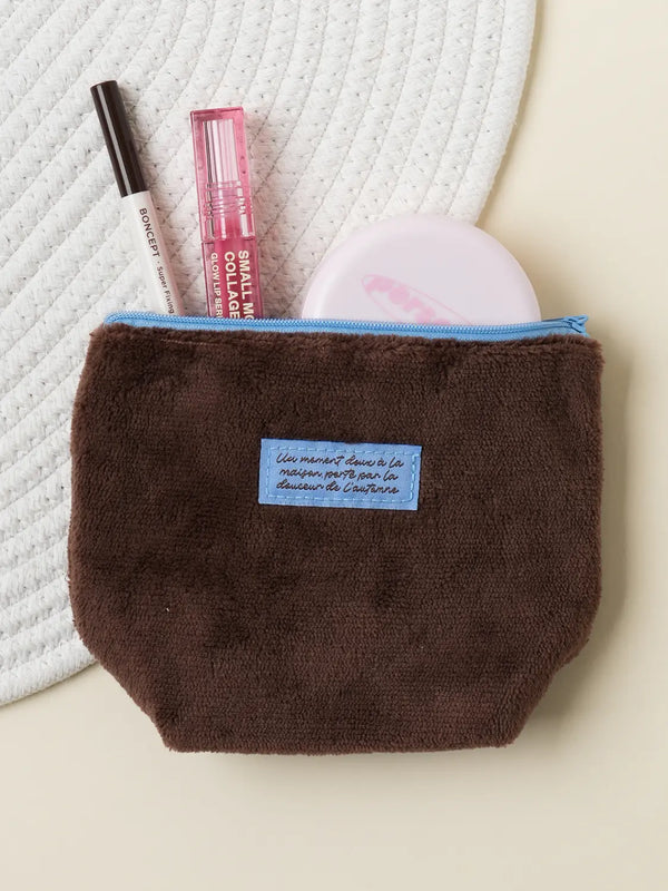 [DAISO] French Mood Terry Pouch Medium Brown / 프렌치무드 테리 파우치 중형 브라운
