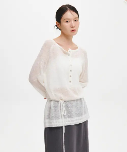 [GENERALIDEA] woman hairy dia sheer knit pullover [ivory] / 헤어리 다이아 시어 니트 풀오버 [IVORY] / GF3LKP508