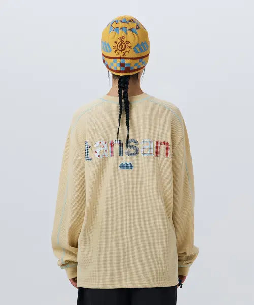 [MADDEN] Madden X Tansan Lined Waffle Long Sleeve Lemon / 매든 X 탄산 라인드 아플리케 와플 롱 슬리브 레몬