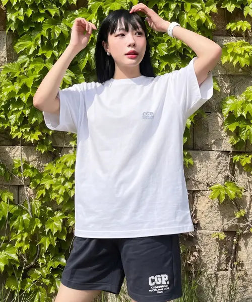 [CGP] Square Color Logo Short Sleeve T-Shirt - White / 스퀘어 컬러 로고 반소매 티셔츠-화이트