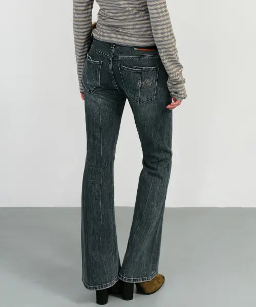 [INSTANTFUNK] TULIP POCKET BOOTCUT DENIM - BLUE