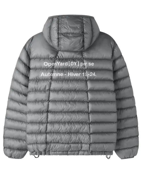 [OPENYARD(OY)] CURVED ZIP LIGHTWEIGHT SHELL PUFFER JACKET - CHARCOAL