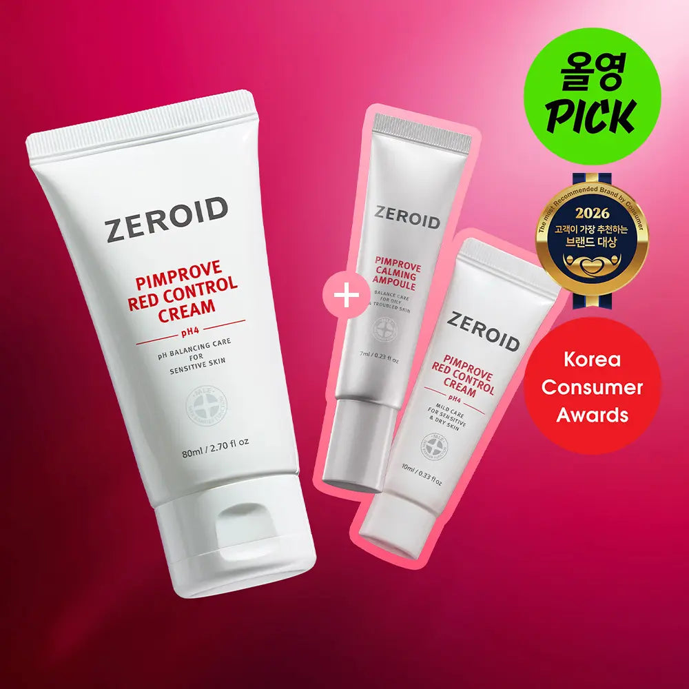 [ZEROID] Zeroid Pimprove Red Control Cream pH4 80ml (Set includes 10ml Cream + 7ml Ampoule) / [10월 올영픽] 제로이드 핌프로브 레드 컨트롤 크림 pH4 80ml 기획 (+크림 10ml+앰플 7ml)
