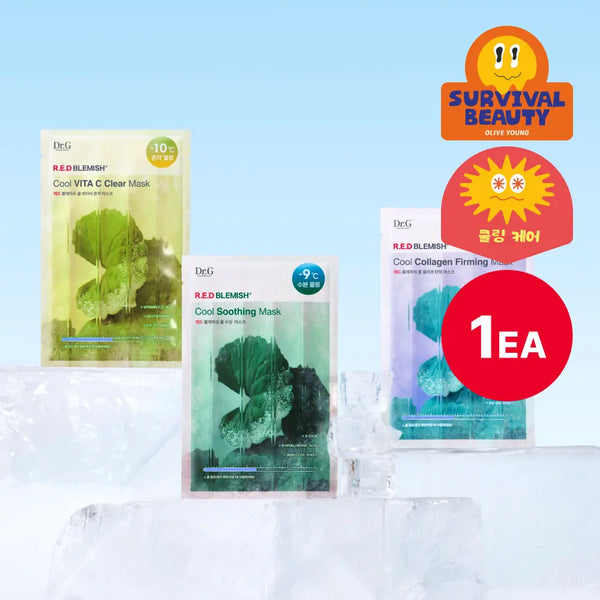 [Dr.G] Dr.G Red Blemish Cooling Mask (1 Sheet) / [쿨링 마스크/1매] 닥터지 레드블레미쉬 쿨 마스크 1매 3종 (수딩/흔적/탄력)