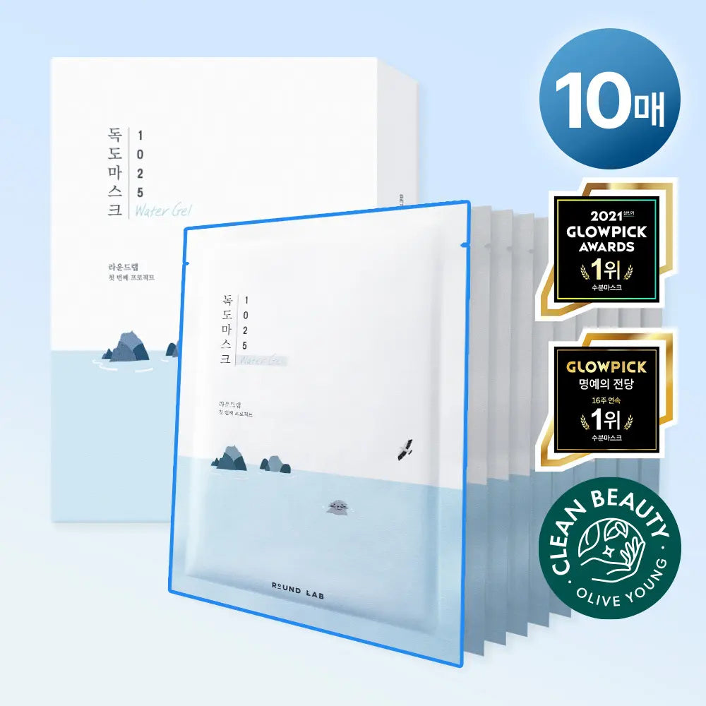 [Round Lab] Round Lab 1025 Dokdo Hydrating Water Gel Mask 10 Sheets / [고밀착/수분진정] 라운드랩 1025 독도 수분 워터겔 마스크 10매