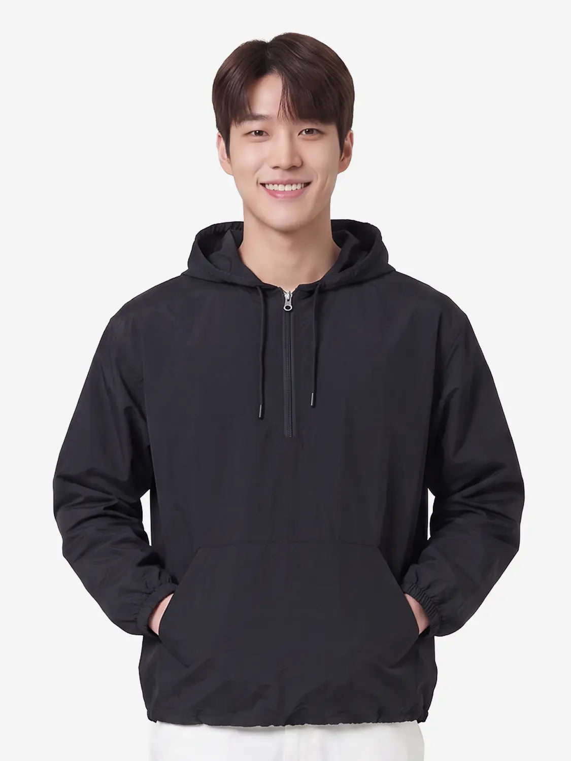 [DAISO] Nylon Hooded Anorak XL Black / 나일론 후드 아노락 XL 블랙