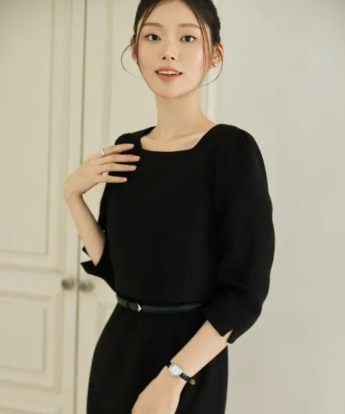 [ROEM] Layered One Piece With Sheer Hem RMOWG49ST1 / 밑단 시스루 레이어드 원피스 RMOWG49ST1