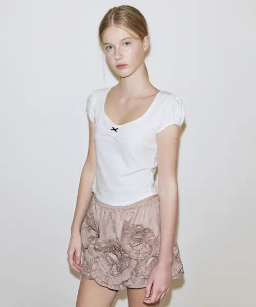[SINOON] Rose Frill Mini Skirt (Pink) / Rose Frill Mini Skirt (Indie Pink)