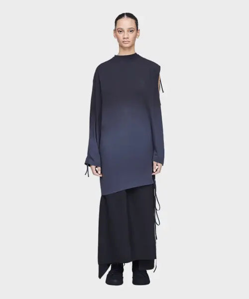 [Y-3] Deep Dye Cinched Drape T-Shirt / (W) 딥 다이 친치트 드레이프 티셔츠 블랙 DD CNCH DRAPE T BLACK/NIGHT GREY