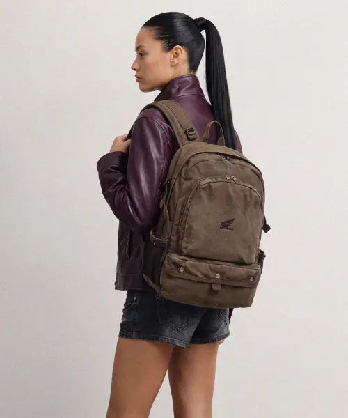 [PHYPS MOTORCYCLE] Washed Field Backpack Brown