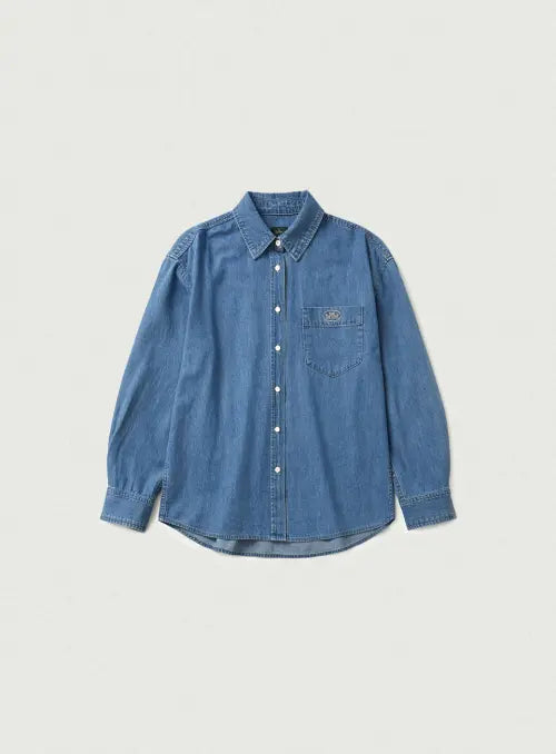 [THEBARNNET] Grael Oversized Pocket Denim Shirt_Blue