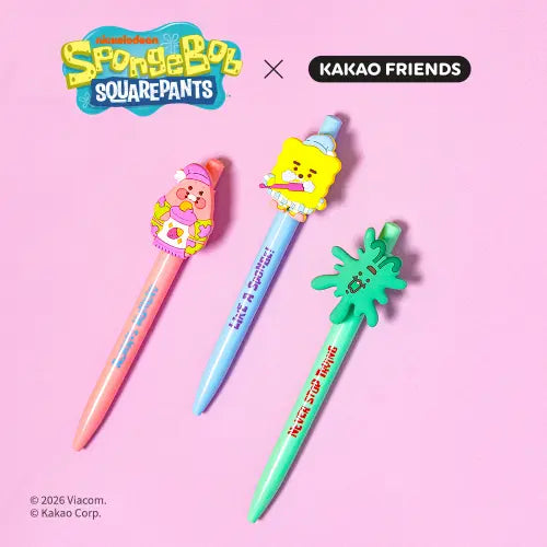 [KAKAO FRIENDS] SpongeBob x Kakao Friends Gel Pen 3-Piece Set_Friends / 스폰지밥X카카오프렌즈 젤펜 3P 세트_프렌즈