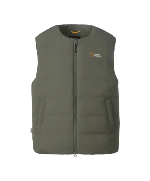 [NATIONALGEOGRAPHIC] Heron U-Neck Lightweight Goose Down Vest - Olive Green / 헤론 U넥 경량 구스다운 베스트 OLIVE GREEN